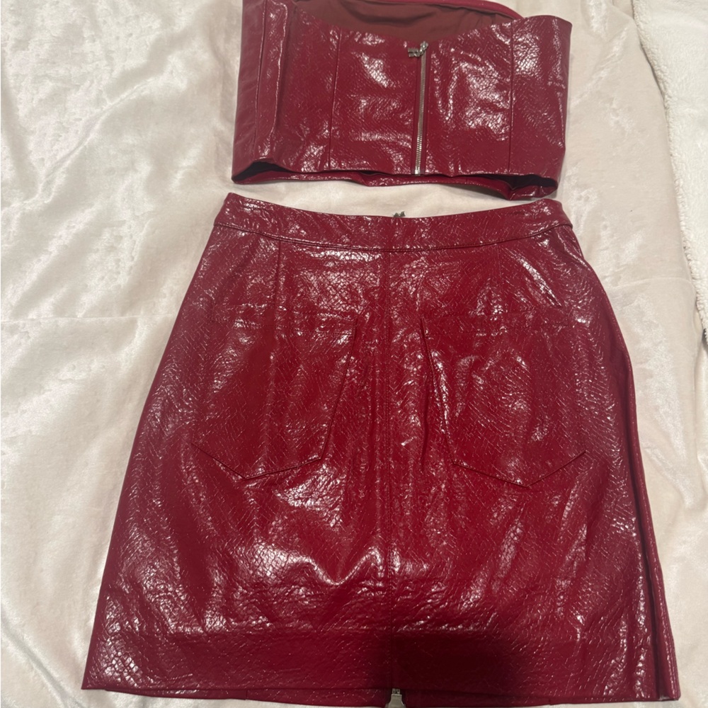 Elegant Red Skirt Set